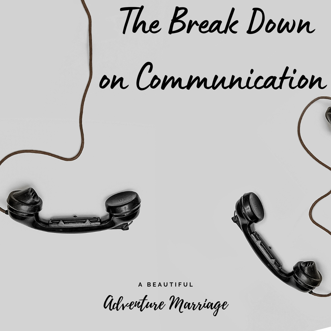 Two old phones with cables lying on the ground with the words "The Break Down of Communication" in the top right corner.